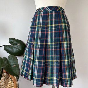 Vintage 80’s Multicolored Rainbow Plaid Pleated Midi Skirt